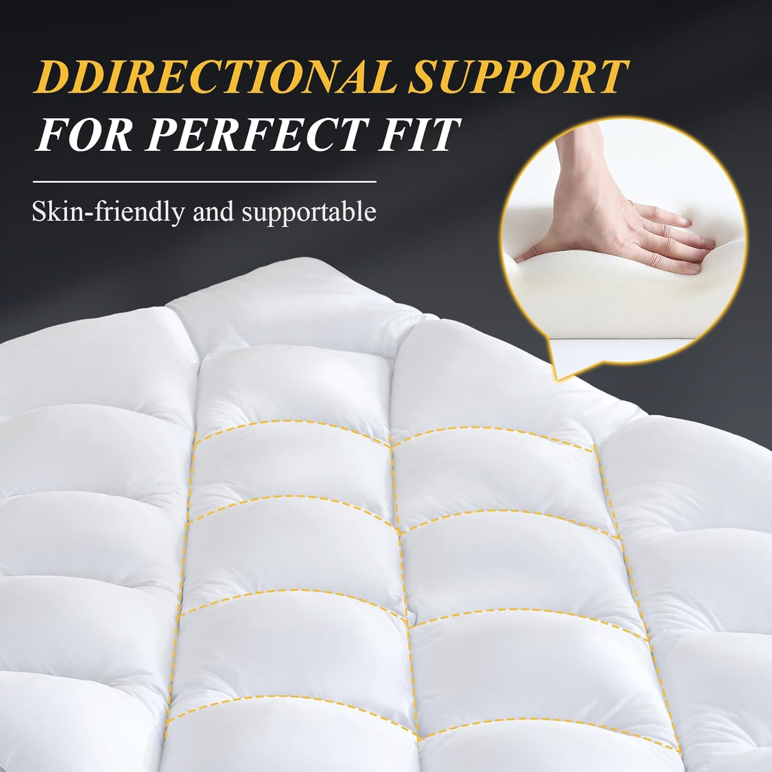 DOWNCOOL 3 Inch Twin Mattress Topper, Ultra Thick and Fluffy Supportive Memory Foam Mattress Topper for Body Pain, Mattress Pad with Breathable Mesh Design for Deep Sleep, 75x39x3 Inches