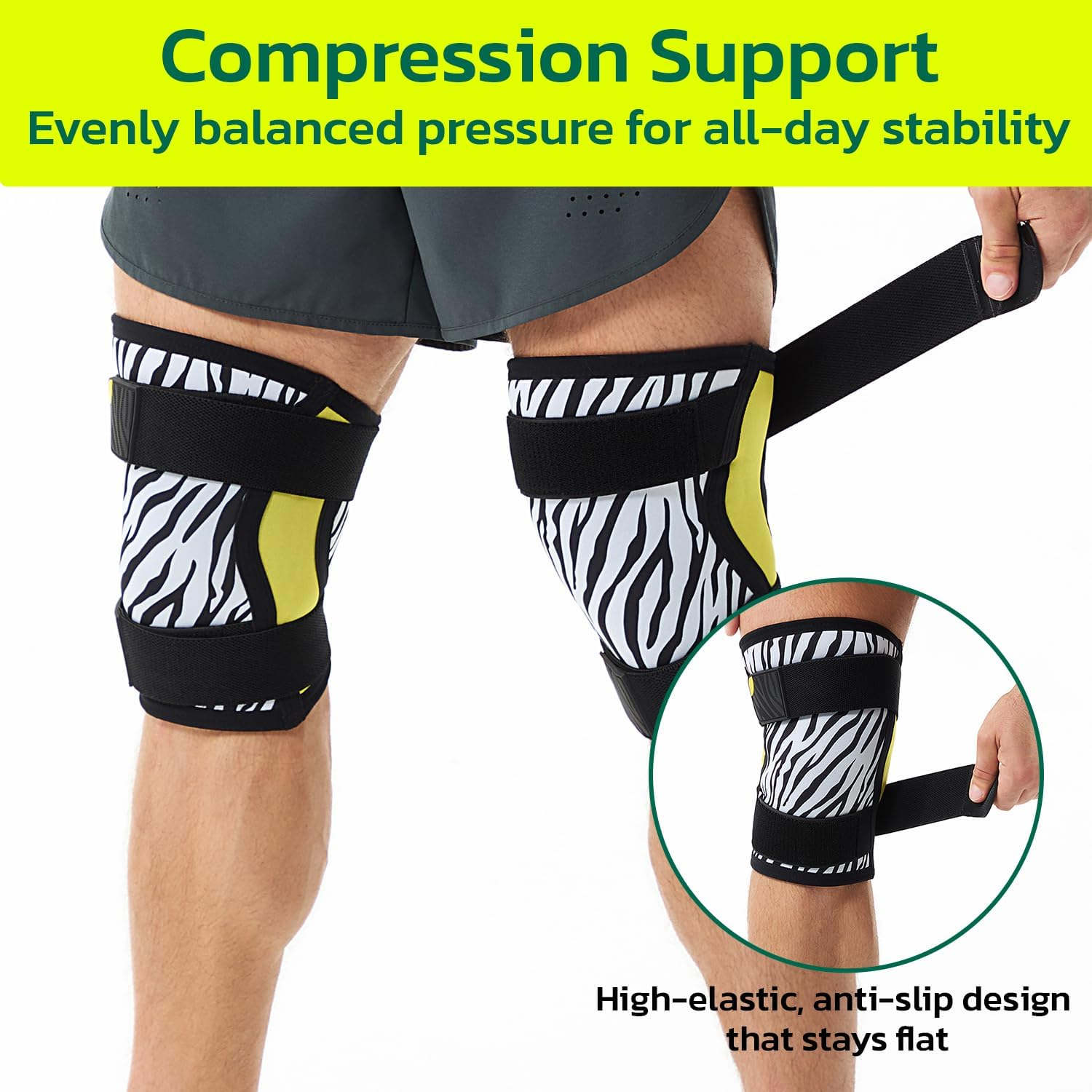 Knee Sleeve 5mm Neoprene 1 Pair - Non-Slip Knee Brace with Adjustable Strap for Weightlifting & Sports Orange 2XL