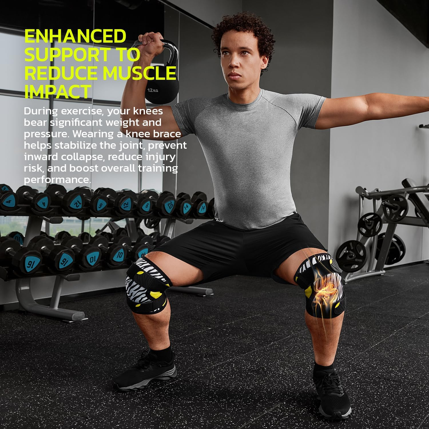 Knee Sleeve 5mm Neoprene 1 Pair - Non-Slip Knee Brace with Adjustable Strap for Weightlifting & Sports Orange 2XL