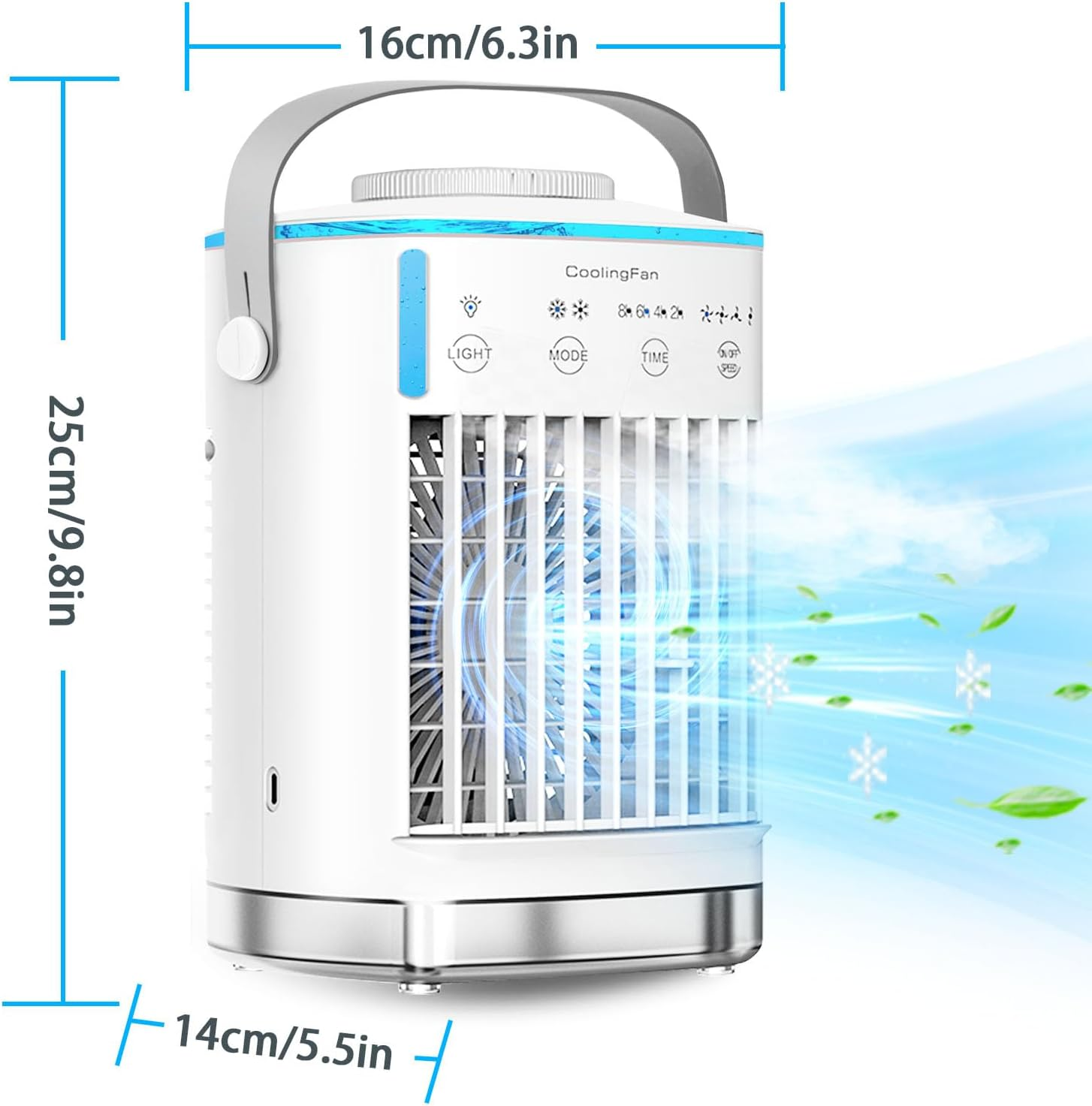 Portable Air Conditioner Cooling Fan - 4-Speed Evaporative Air Cooler with 700ml Tank & 7-Color Night Light