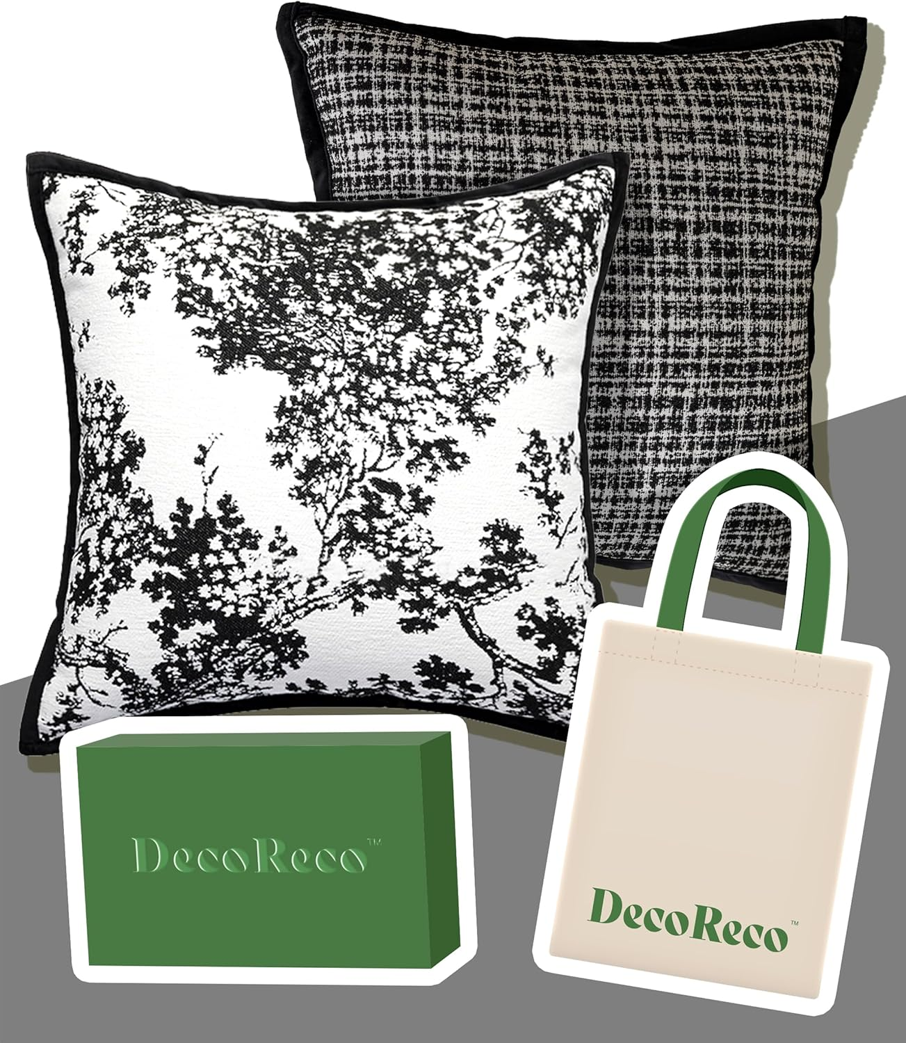 Decorative Throw Pillow Covers 20x20 Inch Set of 2 - Luxury Black White Western Embroidered Boho Accent