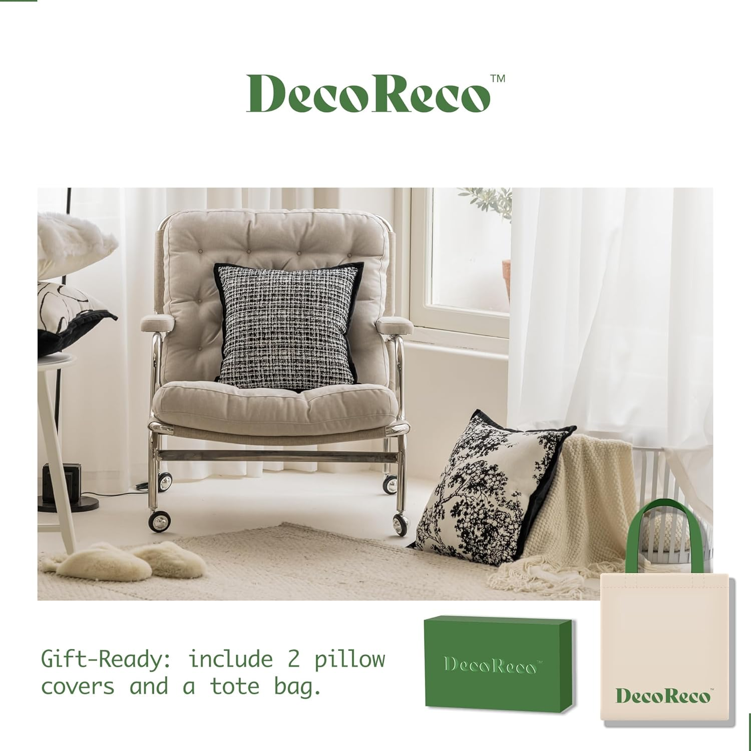 Decorative Throw Pillow Covers 20x20 Inch Set of 2 - Luxury Black White Western Embroidered Boho Accent