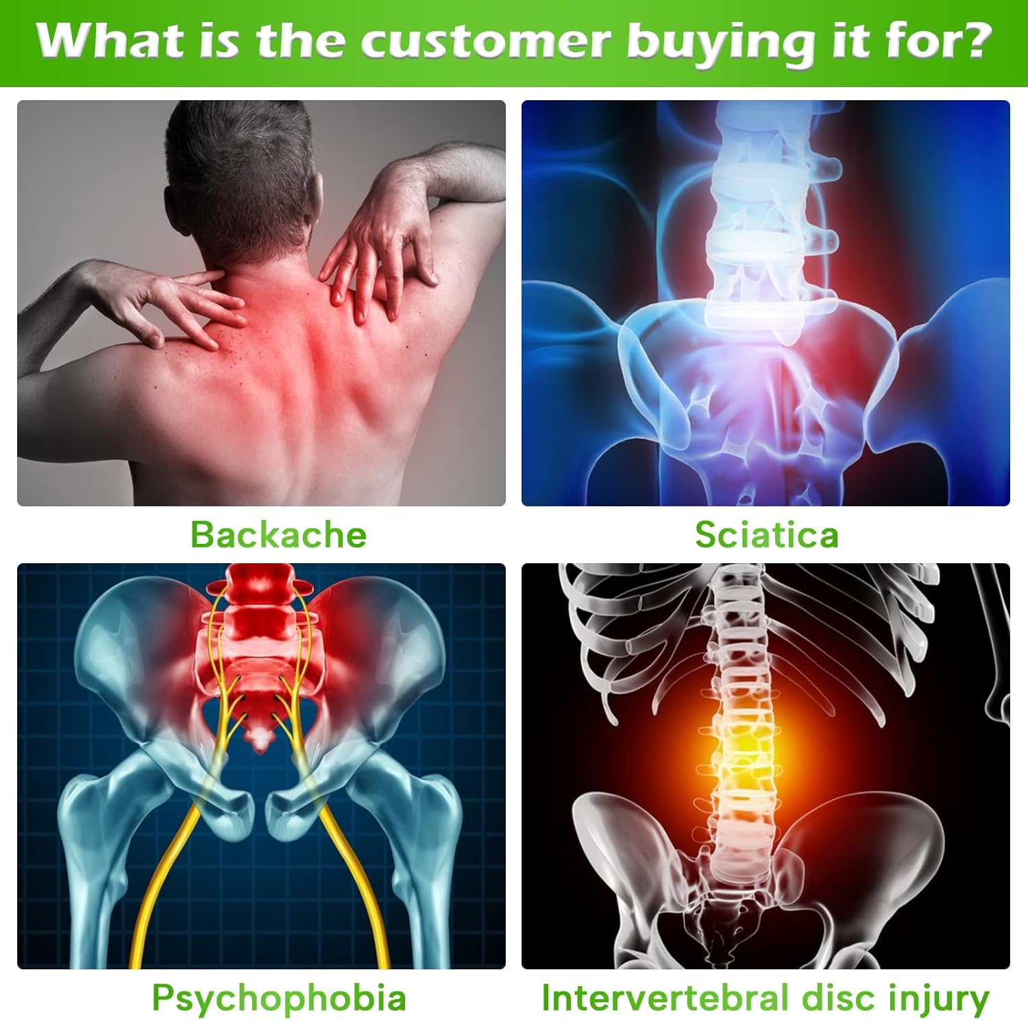 Back Stretcher Pneumatic Inflatable Lumbar Support Board with Hand Pump - Stepless Height Adjustment