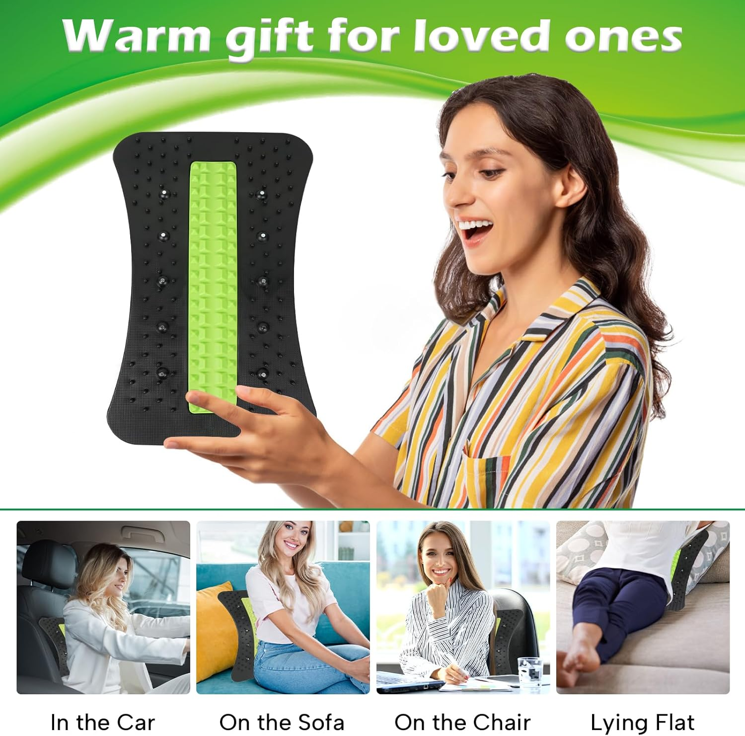 Back Stretcher Pneumatic Inflatable Lumbar Support Board with Hand Pump - Stepless Height Adjustment