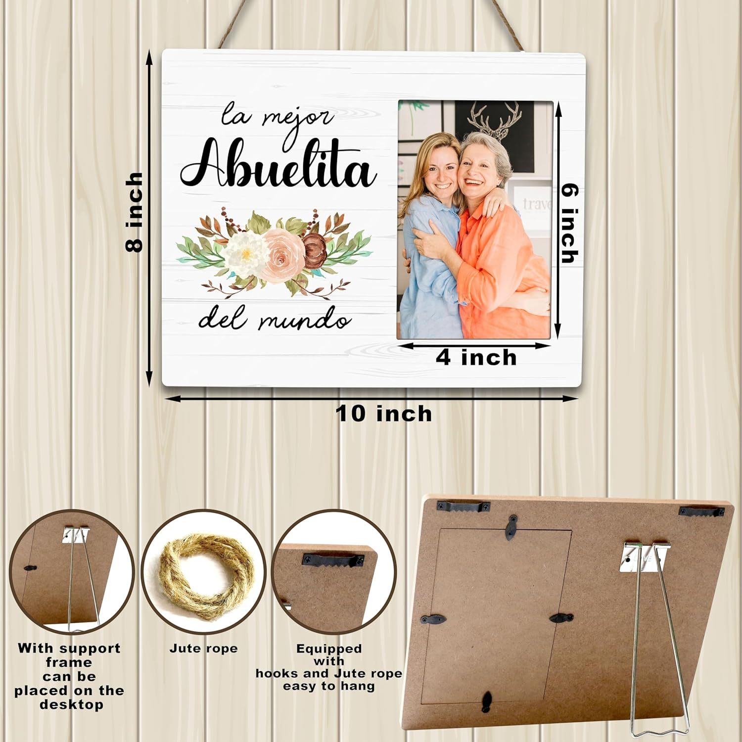 Abuelita Gifts Picture Frame - Spanish Photo Frame for Grandma Mom's Day Mother's Day