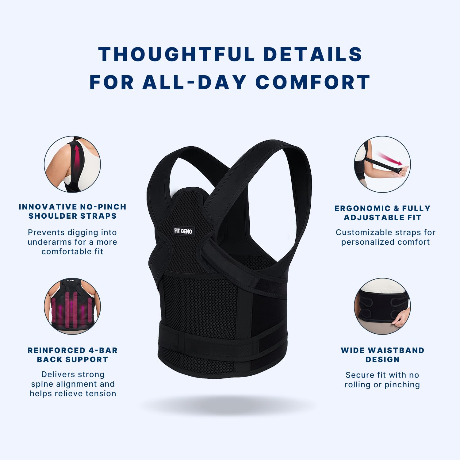 Posture Corrector for Women and Men - Adjustable Back Brace Straightener Scoliosis Hunchback Support Small