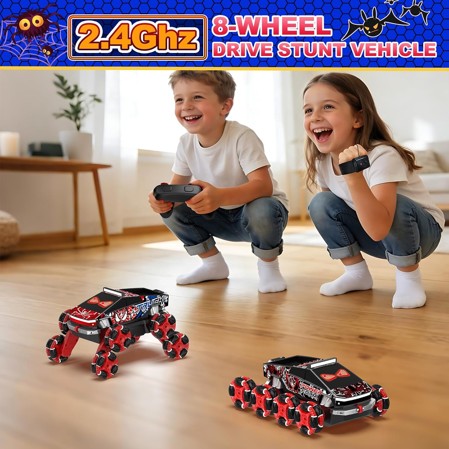Gesture Sensing RC Stunt Car for Boys & Girls Age 6-12 - Hand Controlled Remote Control Car with Cool Lights & Music - Interactive Toy Gift