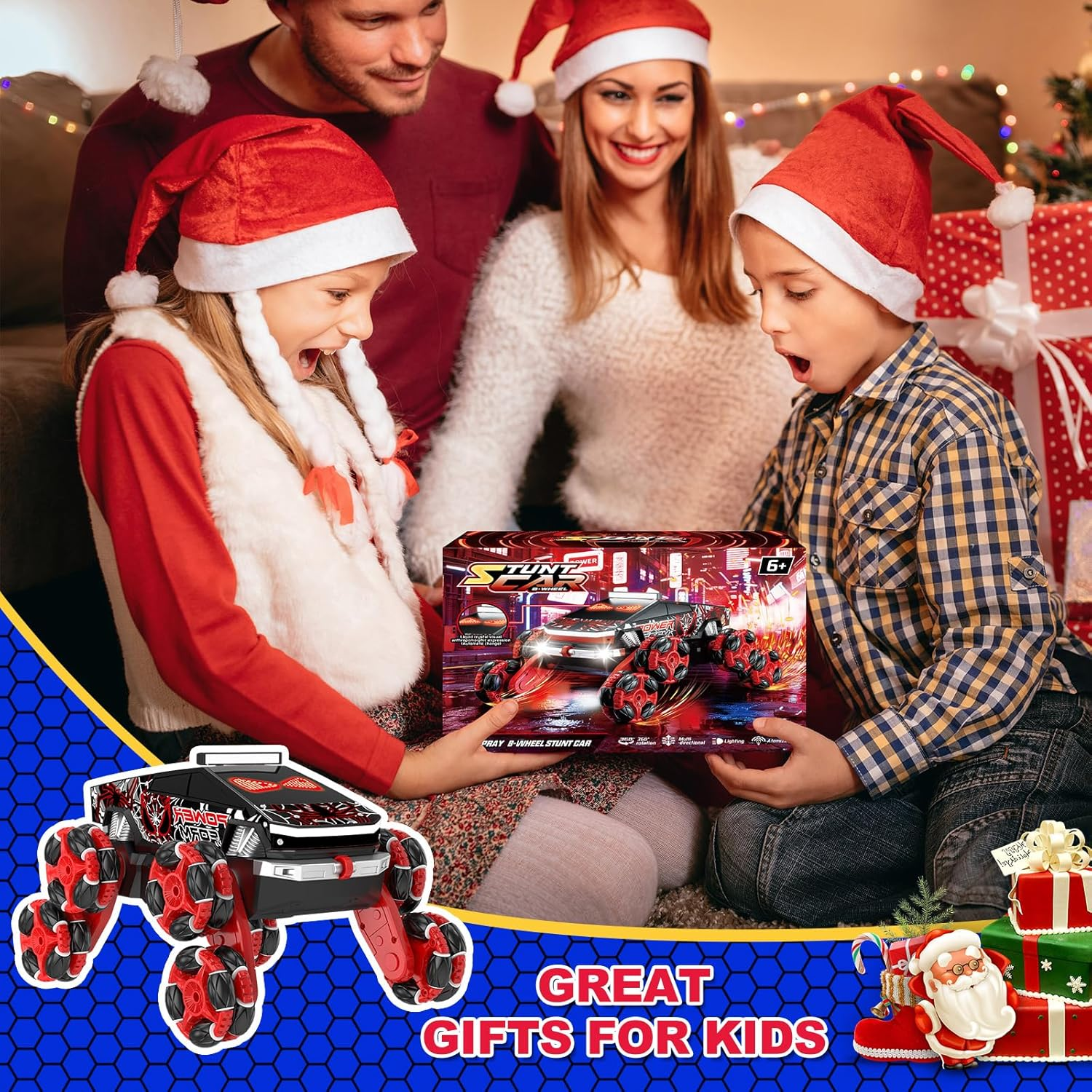 Gesture Sensing RC Stunt Car for Boys & Girls Age 6-12 - Hand Controlled Remote Control Car with Cool Lights & Music - Interactive Toy Gift