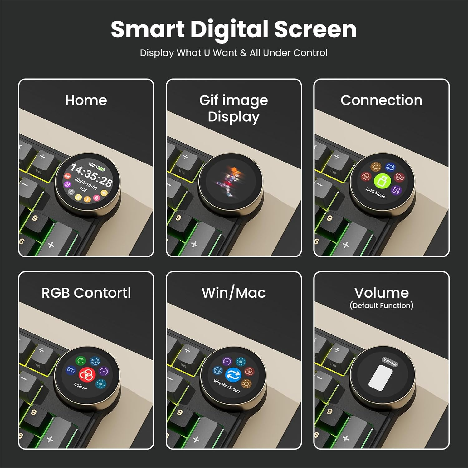 N99 Wireless Mechanical Keyboard - Smart Display Screen & Knob - 96% Hot Swappable RGB Gaming Keyboard - BT/2.4G/USB-C - RK ROYAL KLUDGE