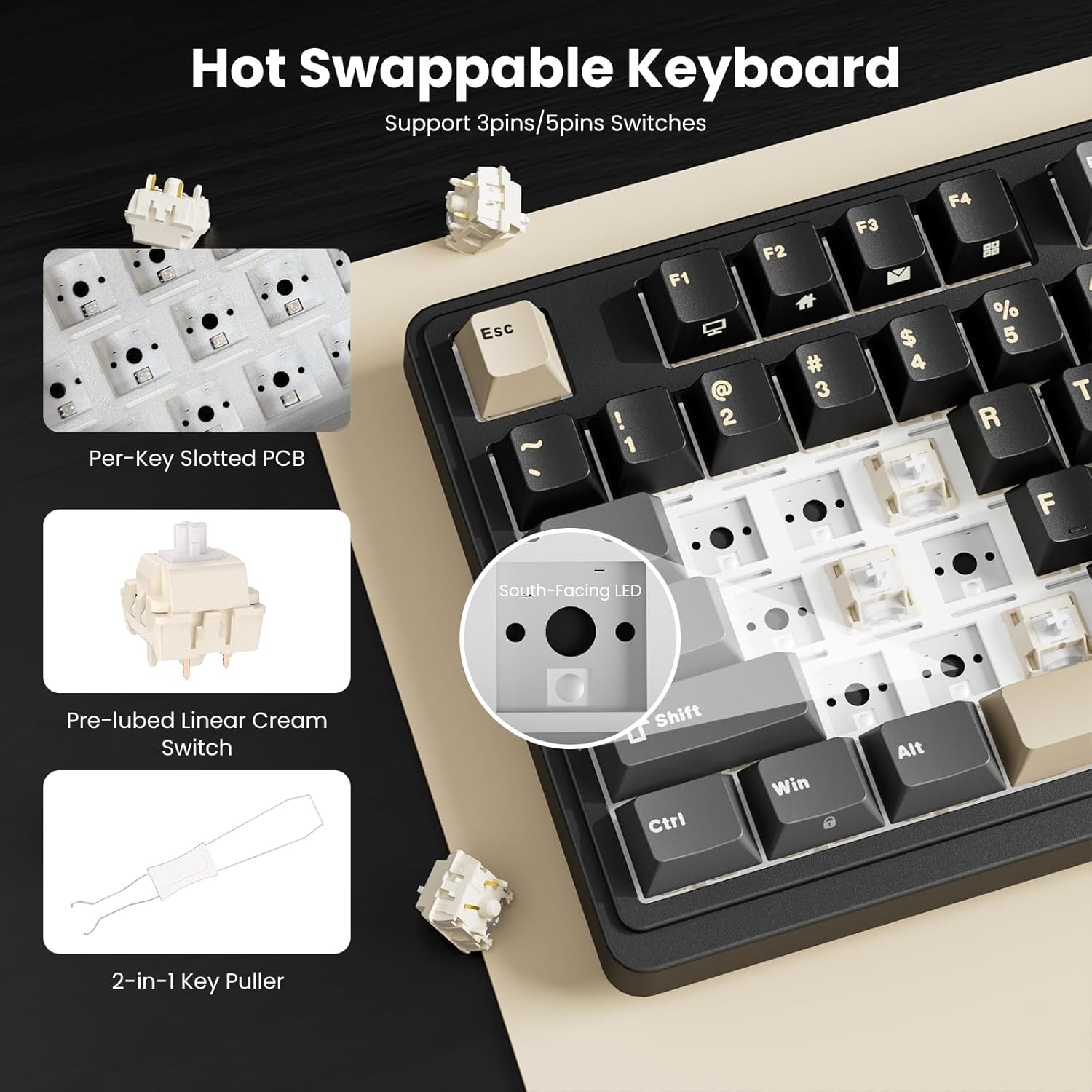 N99 Wireless Mechanical Keyboard - Smart Display Screen & Knob - 96% Hot Swappable RGB Gaming Keyboard - BT/2.4G/USB-C - RK ROYAL KLUDGE