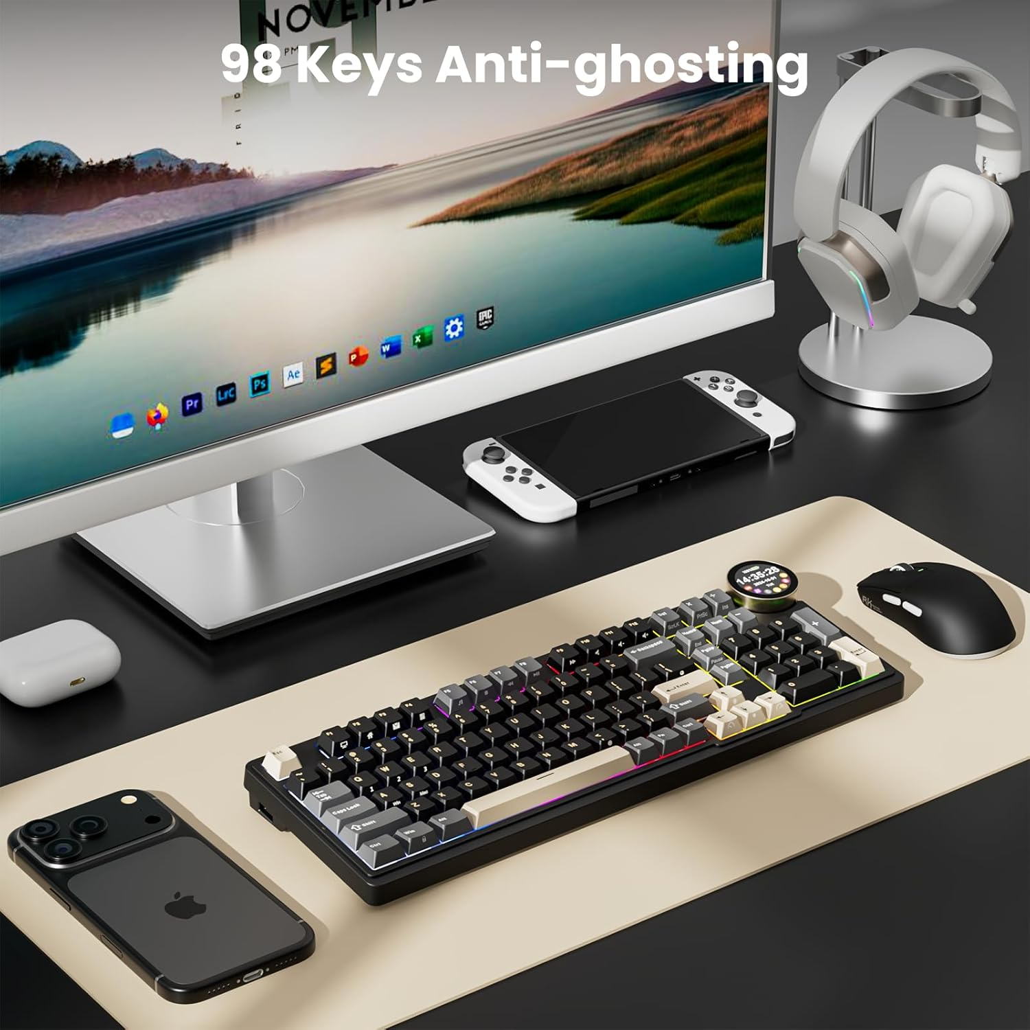N99 Wireless Mechanical Keyboard - Smart Display Screen & Knob - 96% Hot Swappable RGB Gaming Keyboard - BT/2.4G/USB-C - RK ROYAL KLUDGE