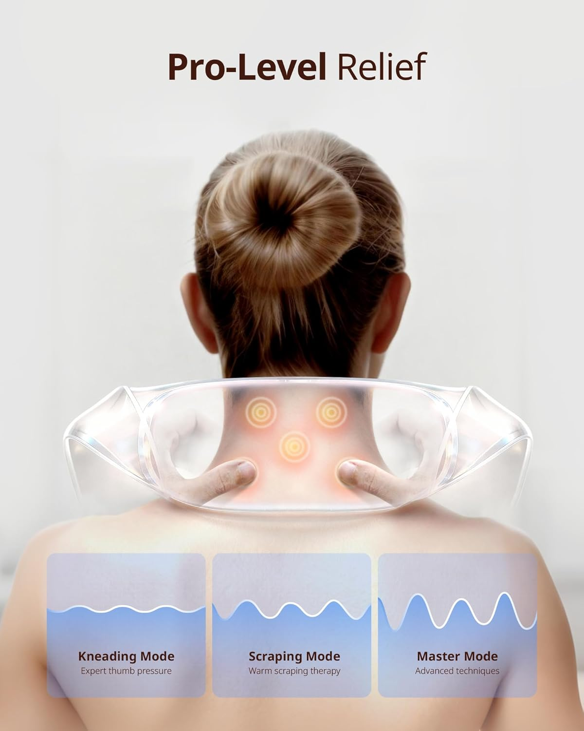 Cordless Shiatsu Neck and Back Massager with Heat - 3D Kneading Deep Tissue, 3 Modes, Voice Prompt & Smart Memory