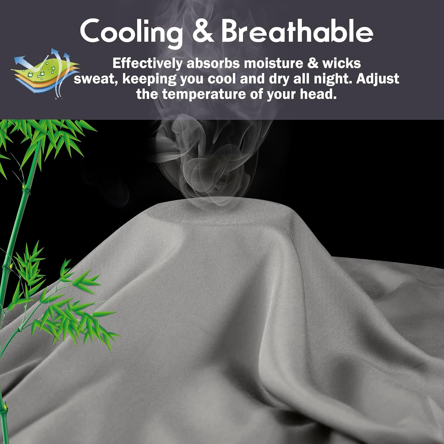 Body Pillowcase with Zipper - Cooling Viscose from Bamboo - 20" x 54" Breathable Pillow Cover for Hot Sleepers & Night Sweats