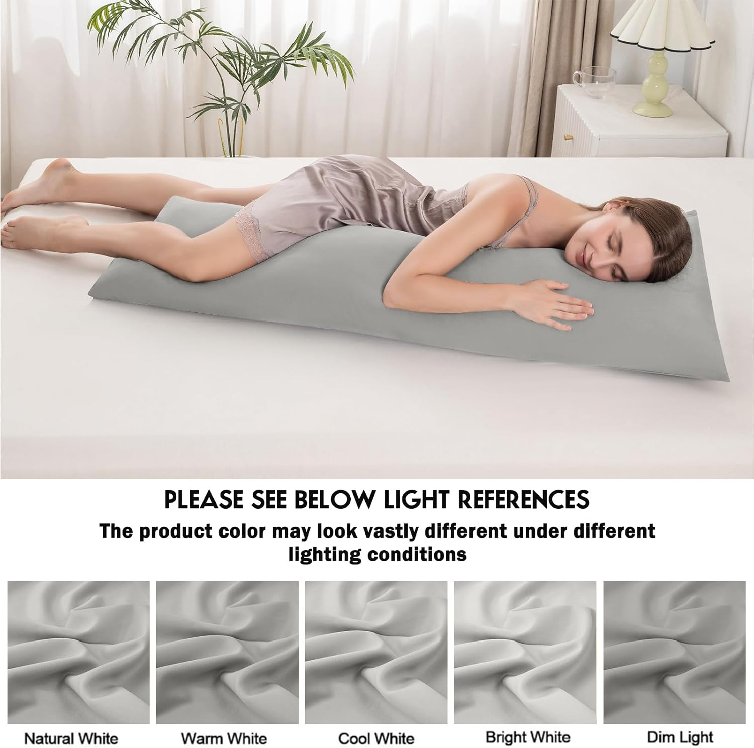 Body Pillowcase with Zipper - Cooling Viscose from Bamboo - 20" x 54" Breathable Pillow Cover for Hot Sleepers & Night Sweats
