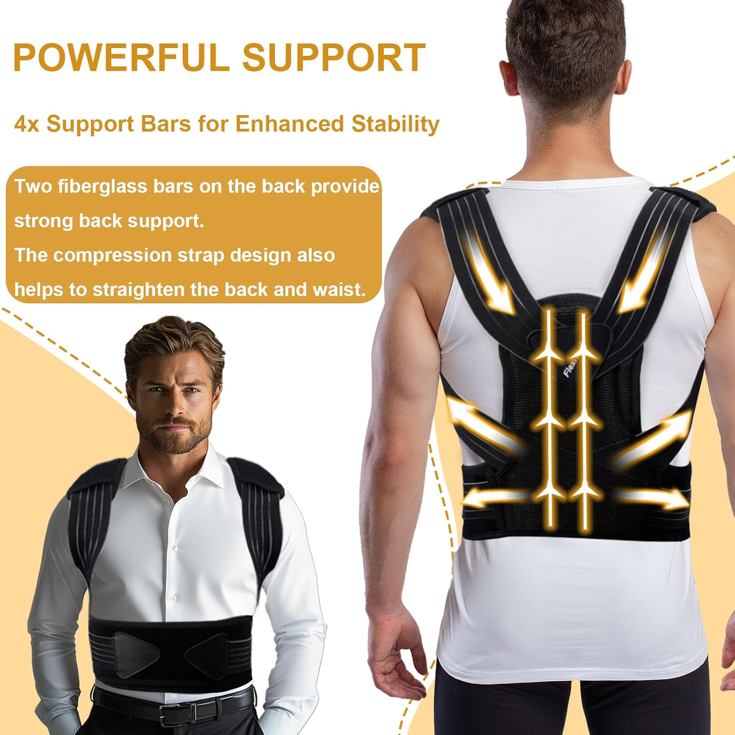 X-Large Back Brace Posture Corrector for Women & Men - Adjustable Lightweight Upper Back Straightener for Pain Relief