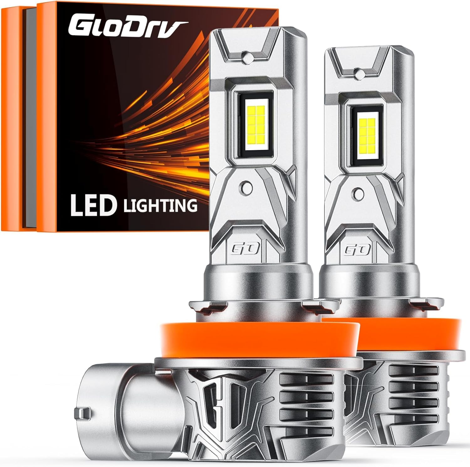 GloDrv H11 Fog Light Bulbs [2026 Upgrade] - 24000LM 600% Brighter LED Bulbs - 6000K Cool White - Plug and Play Installation - Pack of 2