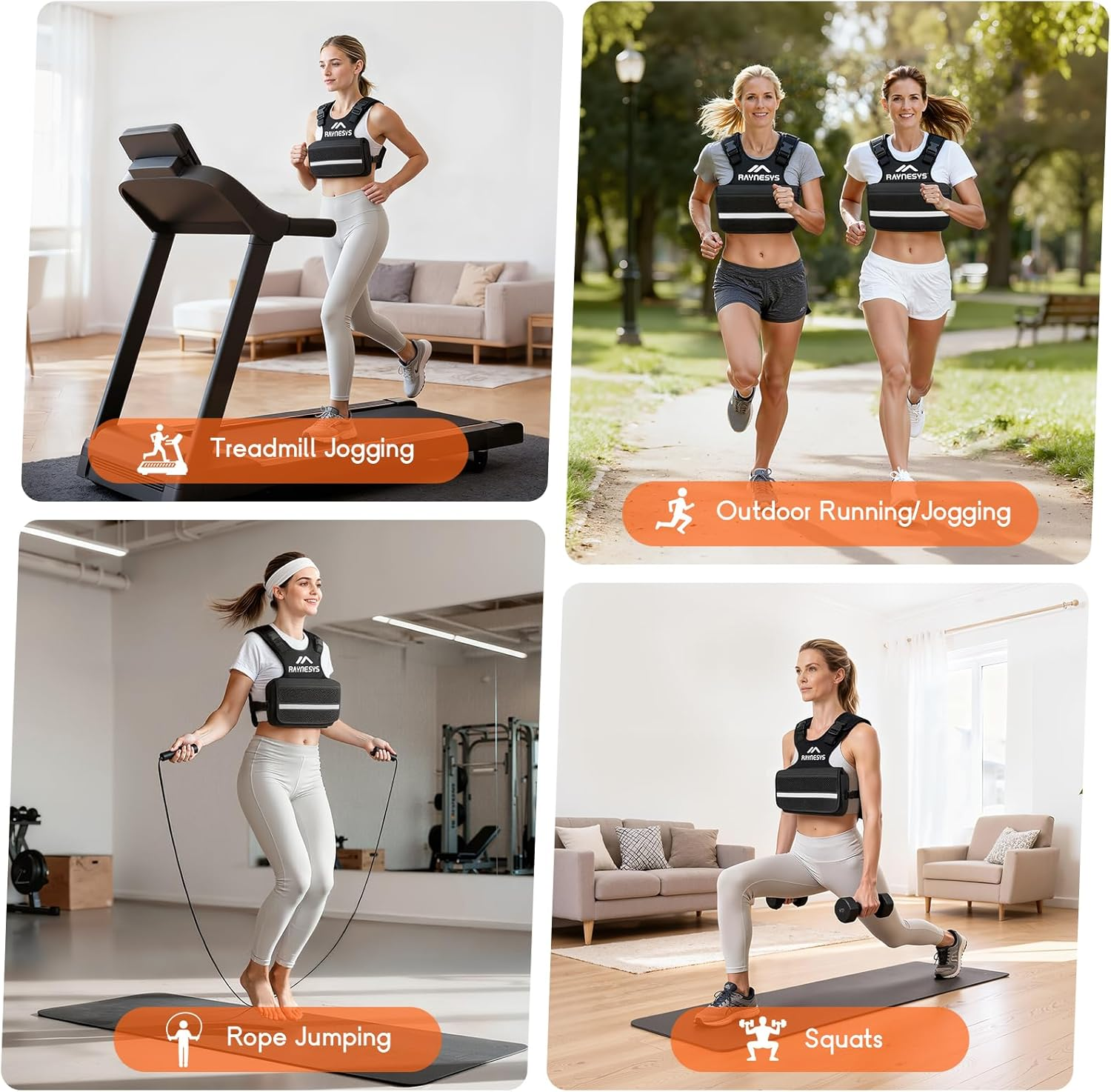 Adjustable Weighted Vest for Men & Women - 1-12/1-20/1-30 LBS with Reflective Strip