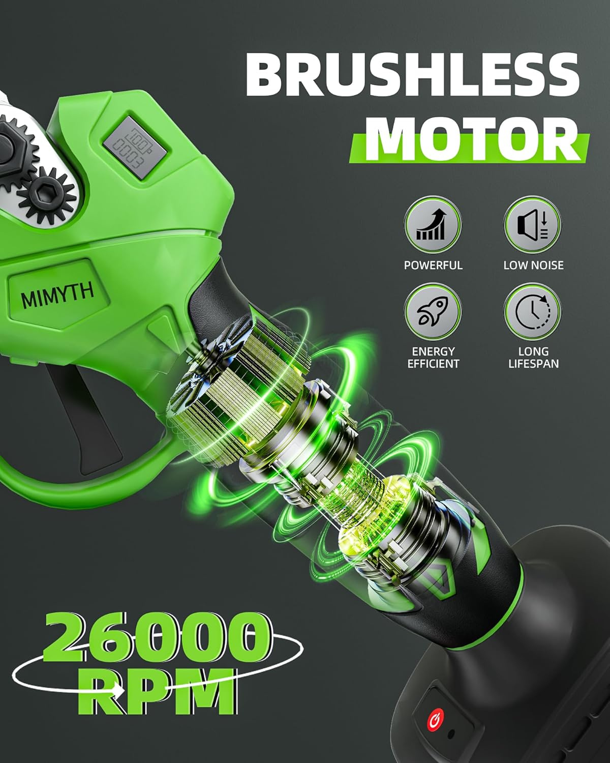 Cordless Electric Pruning Shears - 1.4" Cut, Brushless Motor, 1 Battery & LCD Display