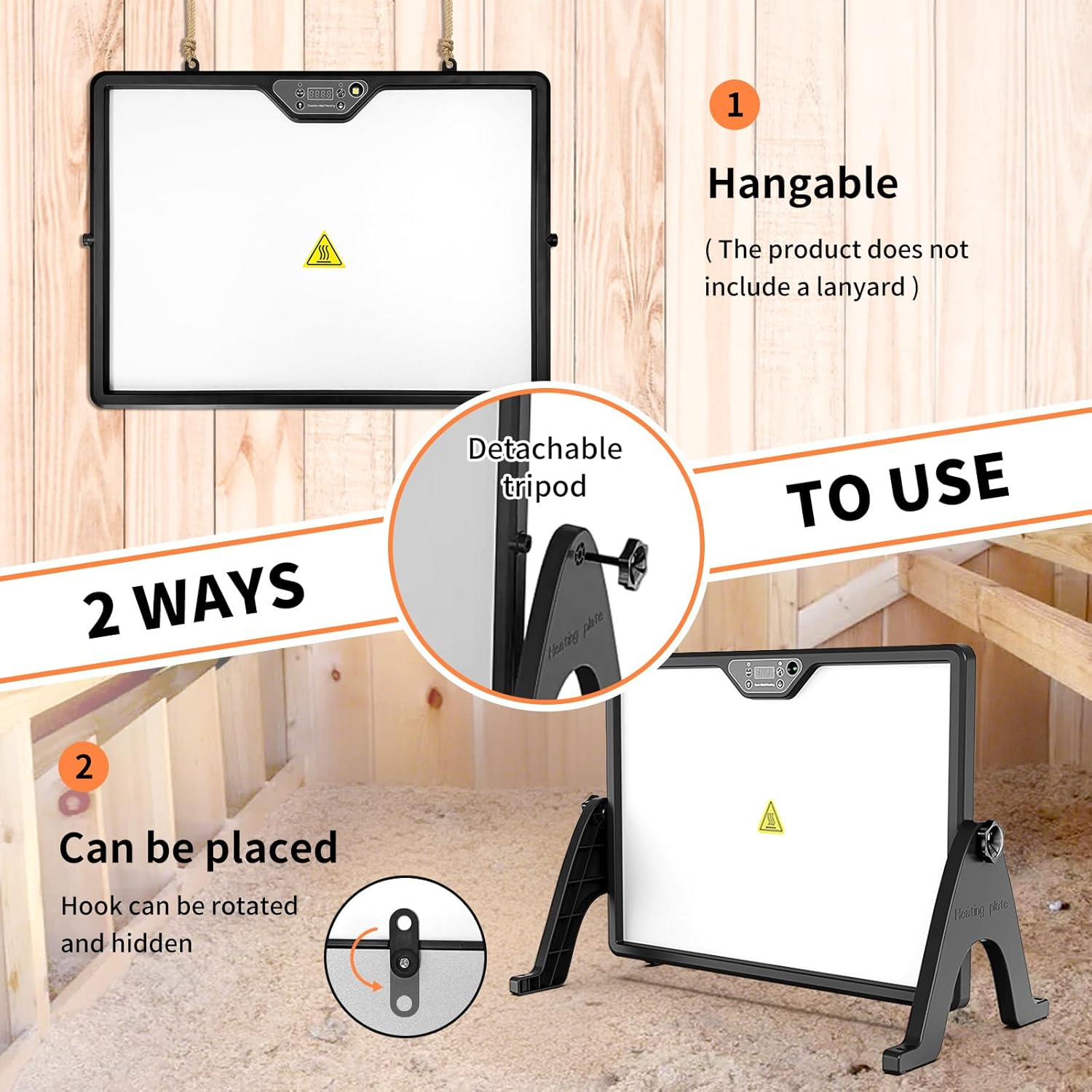 Chicken Coop Heater - 360° Rotatable Dual-Side Heating with Precise Temperature Control for Poultry, Pets & Incubators