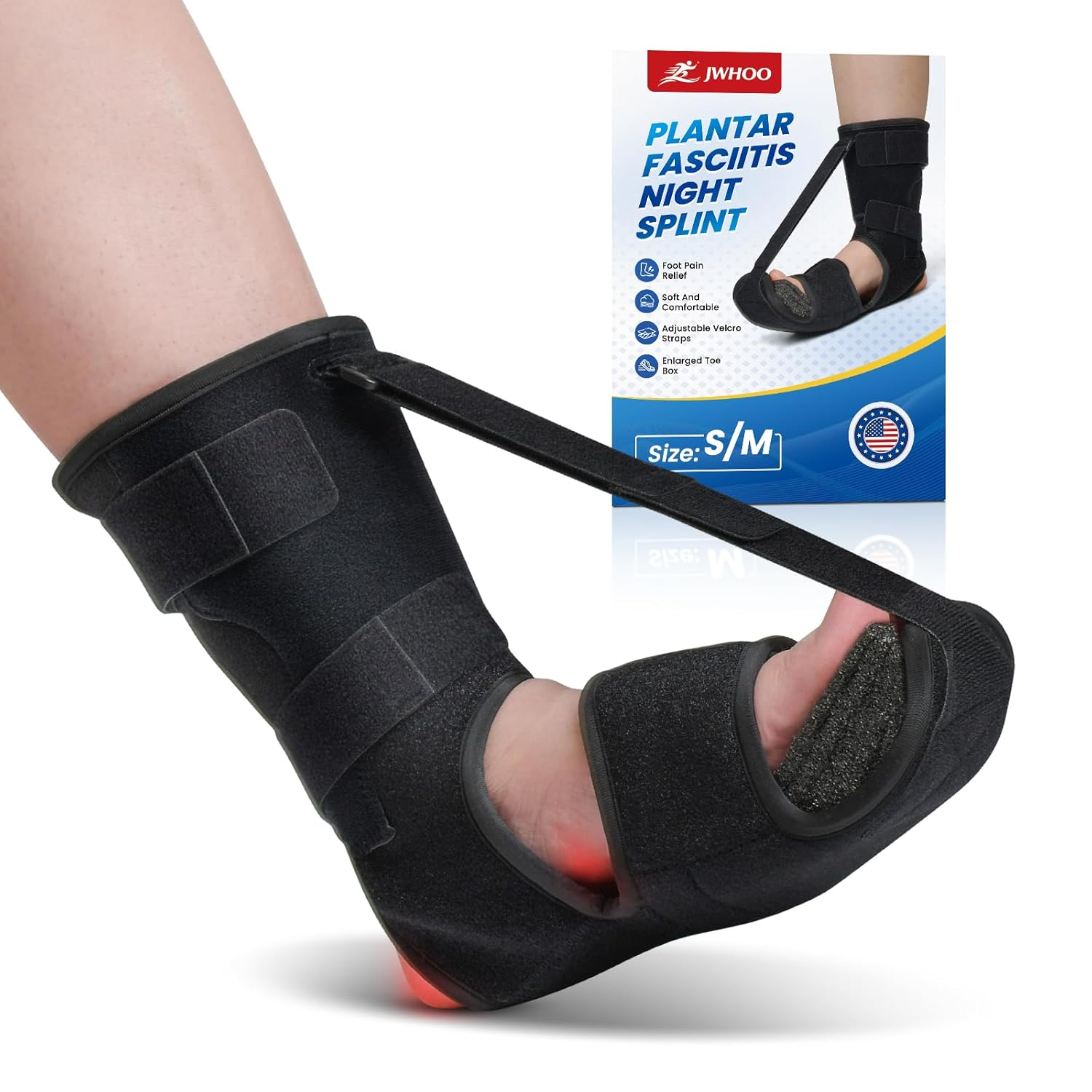 Plantar Fasciitis Night Splint - Upgraded Brace for Sleeping, Achilles Tendonitis, Foot Drop & Heel Pain Relief for Women and Men (S, M)