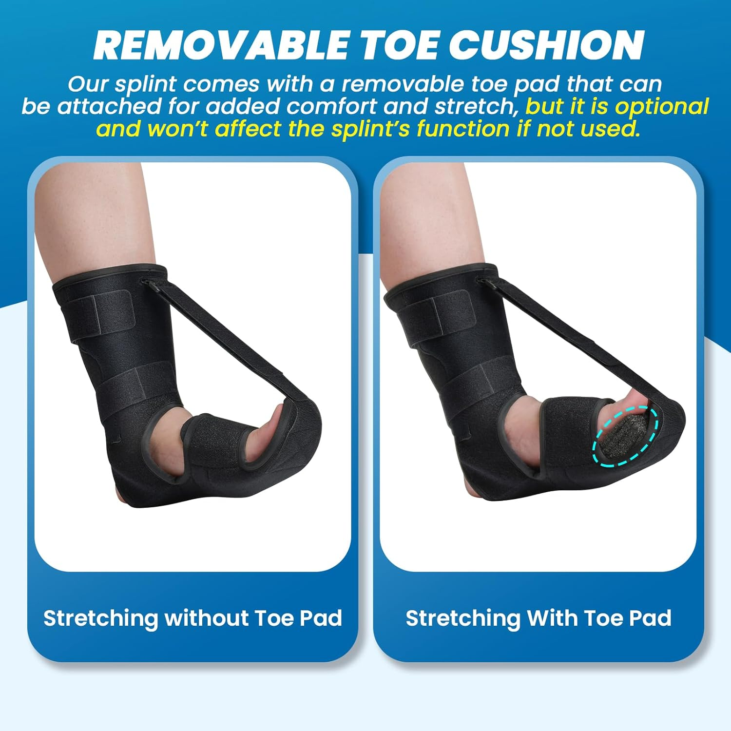 Plantar Fasciitis Night Splint - Upgraded Brace for Sleeping, Achilles Tendonitis, Foot Drop & Heel Pain Relief for Women and Men (S, M)