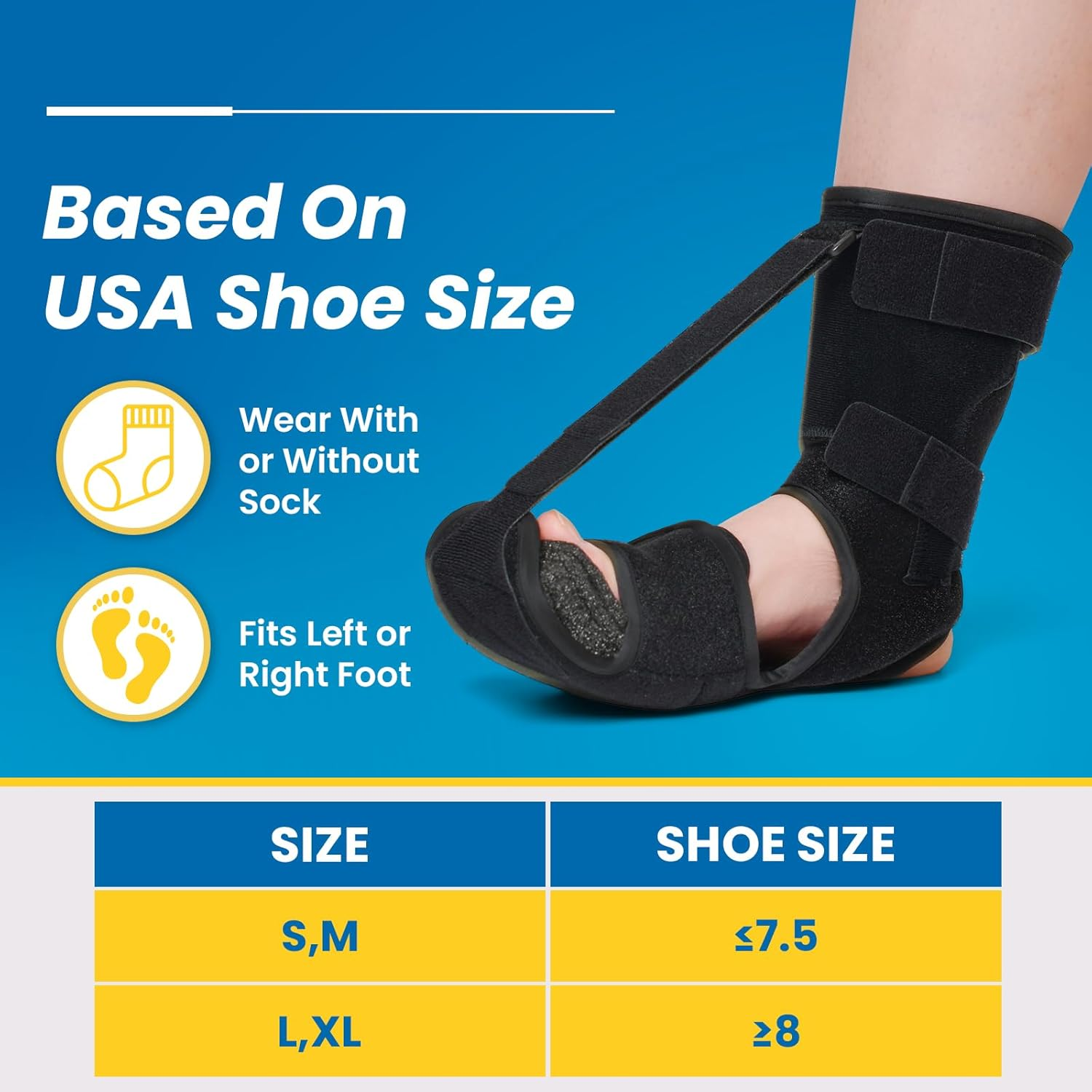 Plantar Fasciitis Night Splint - Upgraded Brace for Sleeping, Achilles Tendonitis, Foot Drop & Heel Pain Relief for Women and Men (S, M)