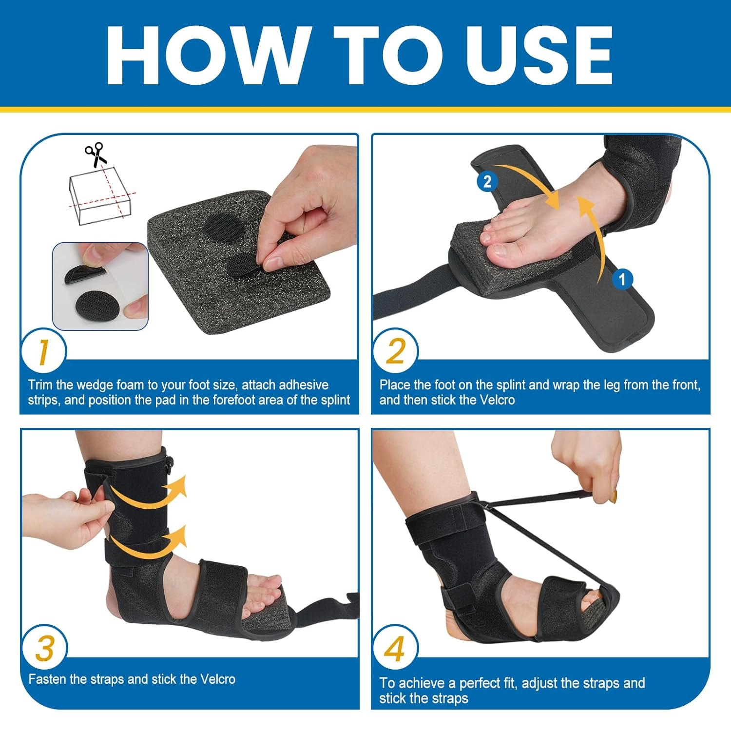 Plantar Fasciitis Night Splint - Upgraded Brace for Sleeping, Achilles Tendonitis, Foot Drop & Heel Pain Relief for Women and Men (S, M)