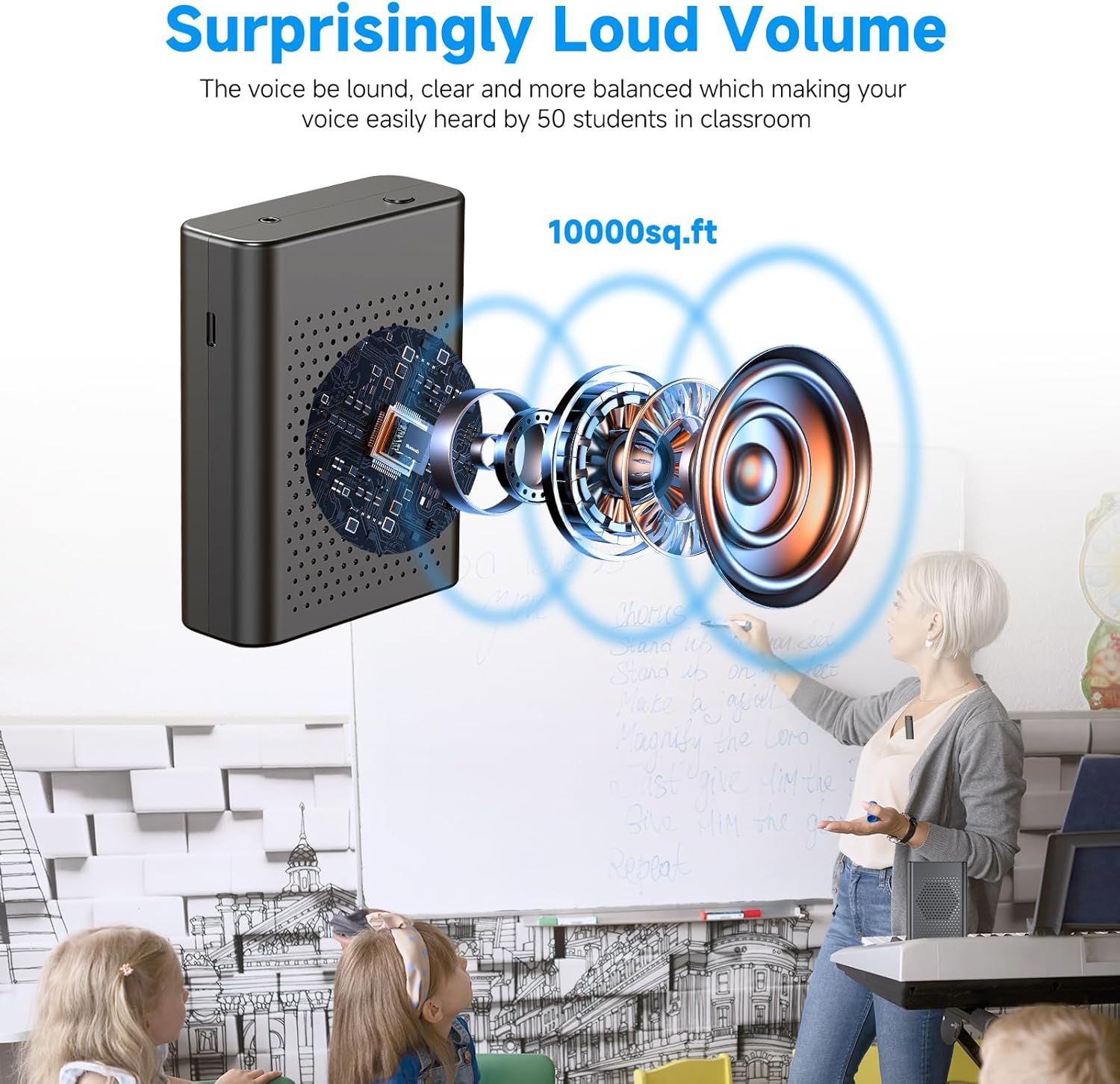 Voice Amplifier with Wireless Lavalier Microphone - Portable Rechargeable Speaker with Waistband for Teachers, Trainers, Tour Guides & Coaches