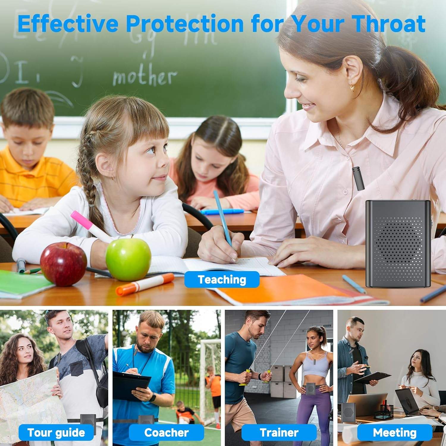 Voice Amplifier with Wireless Lavalier Microphone - Portable Rechargeable Speaker with Waistband for Teachers, Trainers, Tour Guides & Coaches