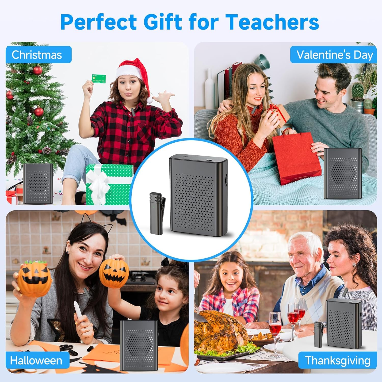 Voice Amplifier with Wireless Lavalier Microphone - Portable Rechargeable Speaker with Waistband for Teachers, Trainers, Tour Guides & Coaches