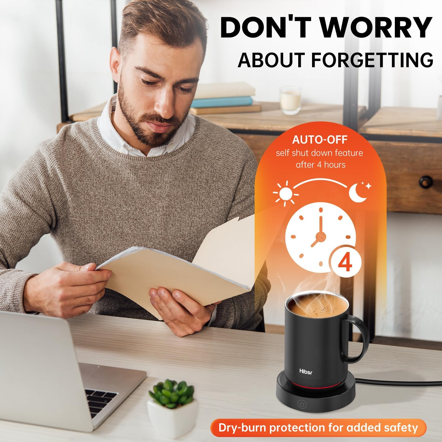 Coffee Mug Warmer Set - Smart Electric Warmer with Auto Shut-Off & Faster Direct-Contact Heating Up to 149°F - Gifts for Men Women