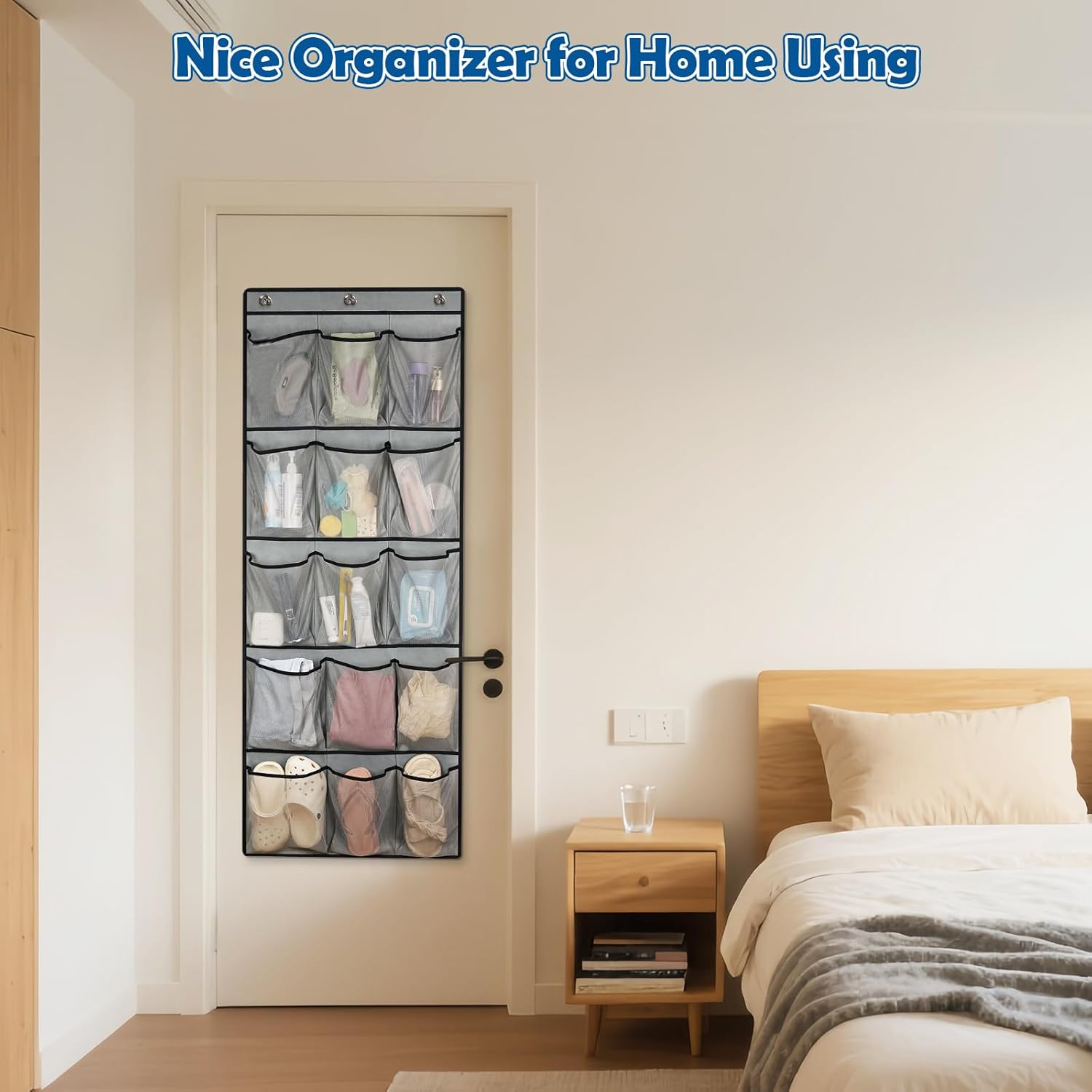 Over The Door Cruise Ship Organizer - Magnetic Door Organizer with 15 Pockets & 9 Hooks for Cabin Storage