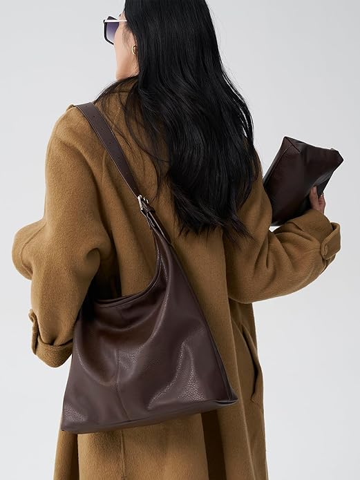 Hobo Bag for Women - Soft Vegan Leather Slouchy Shoulder Tote Purse with Cosmetic Pouch