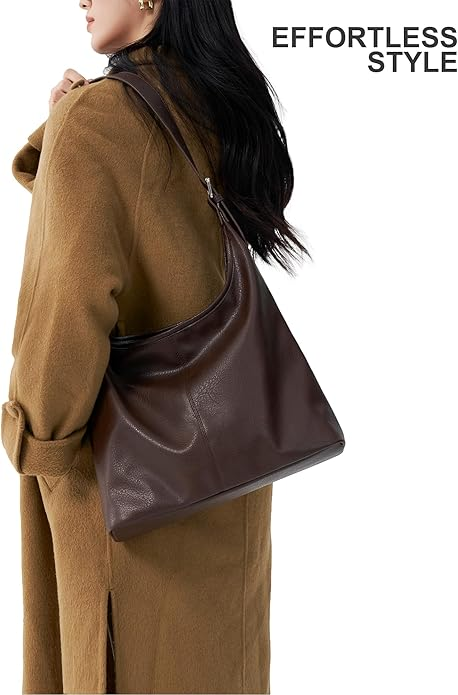 Hobo Bag for Women - Soft Vegan Leather Slouchy Shoulder Tote Purse with Cosmetic Pouch