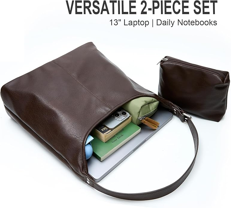 Hobo Bag for Women - Soft Vegan Leather Slouchy Shoulder Tote Purse with Cosmetic Pouch