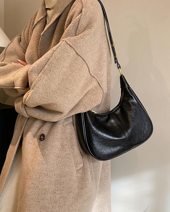 Shoulder Bags for Women Small Hobo Bags - Crescent Shaped Cute Retro Tote Handbag Mini Clutch Purse with Zipper Closure