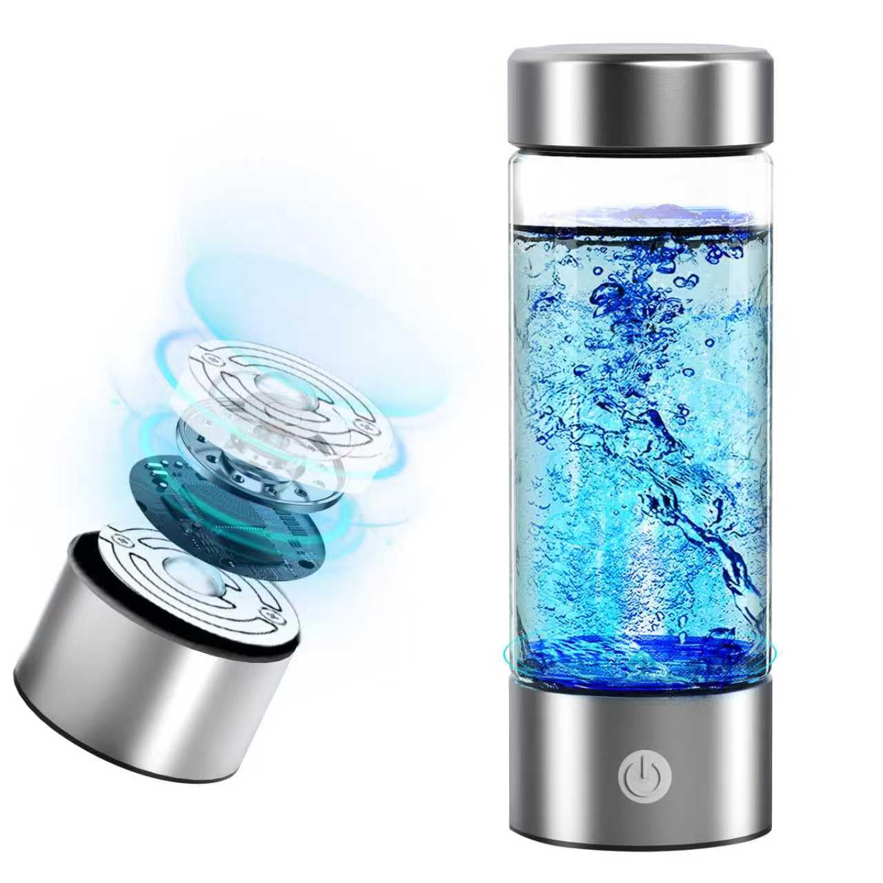 14 oz Portable Hydrogen Water Bottle Generator - USB Rechargeable with PEM-SPE Technology