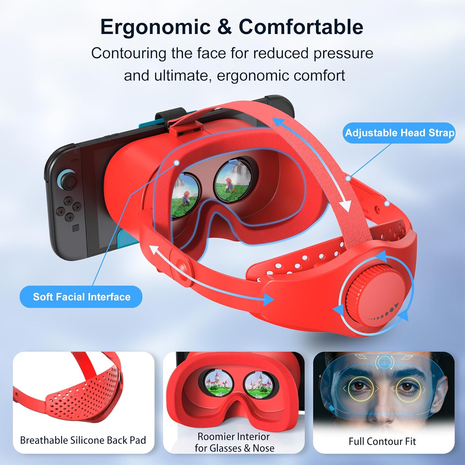 VR Headset for Switch 2 - Upgraded VR Glasses with Adjustable HD Lenses and Head Strap