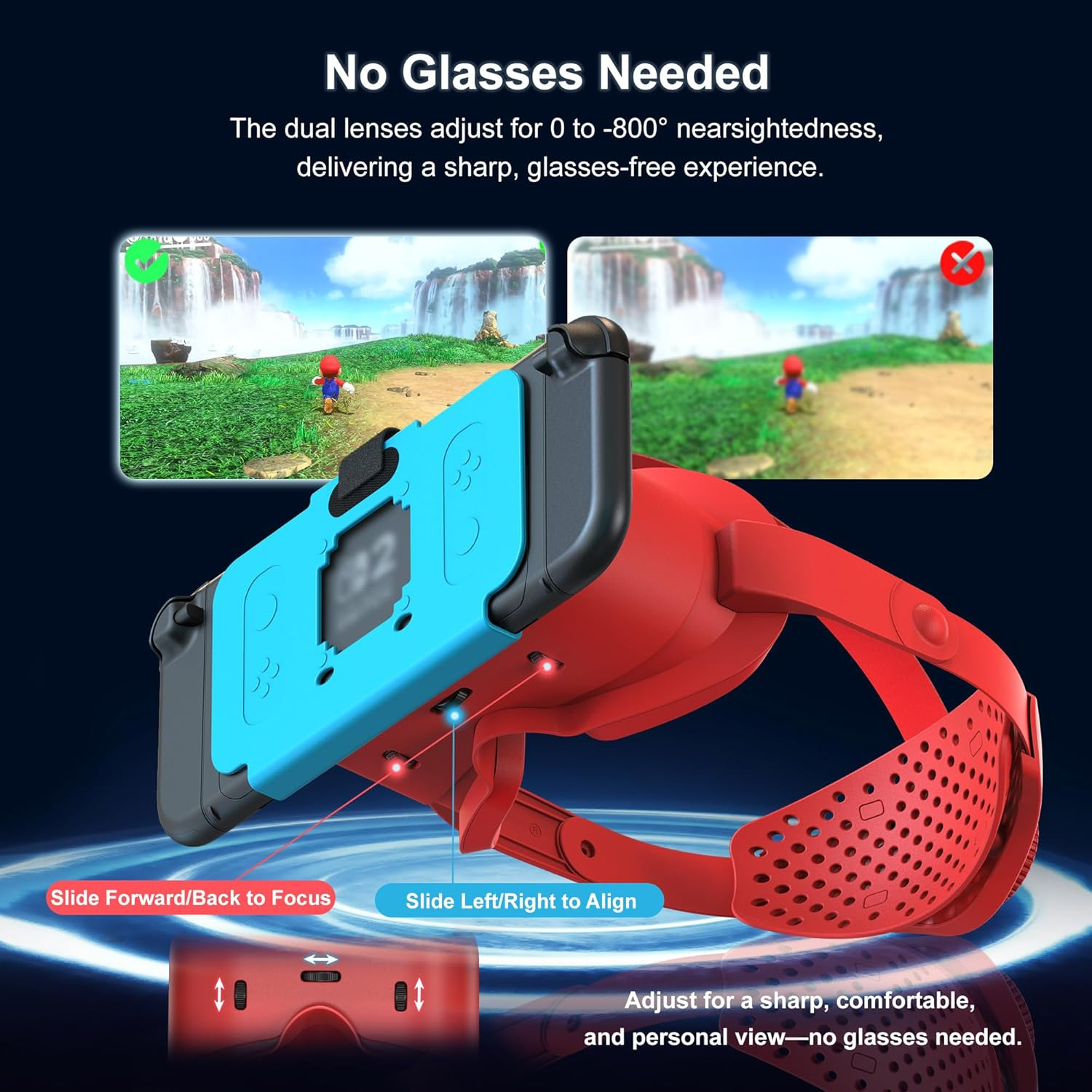 VR Headset for Switch 2 - Upgraded VR Glasses with Adjustable HD Lenses and Head Strap