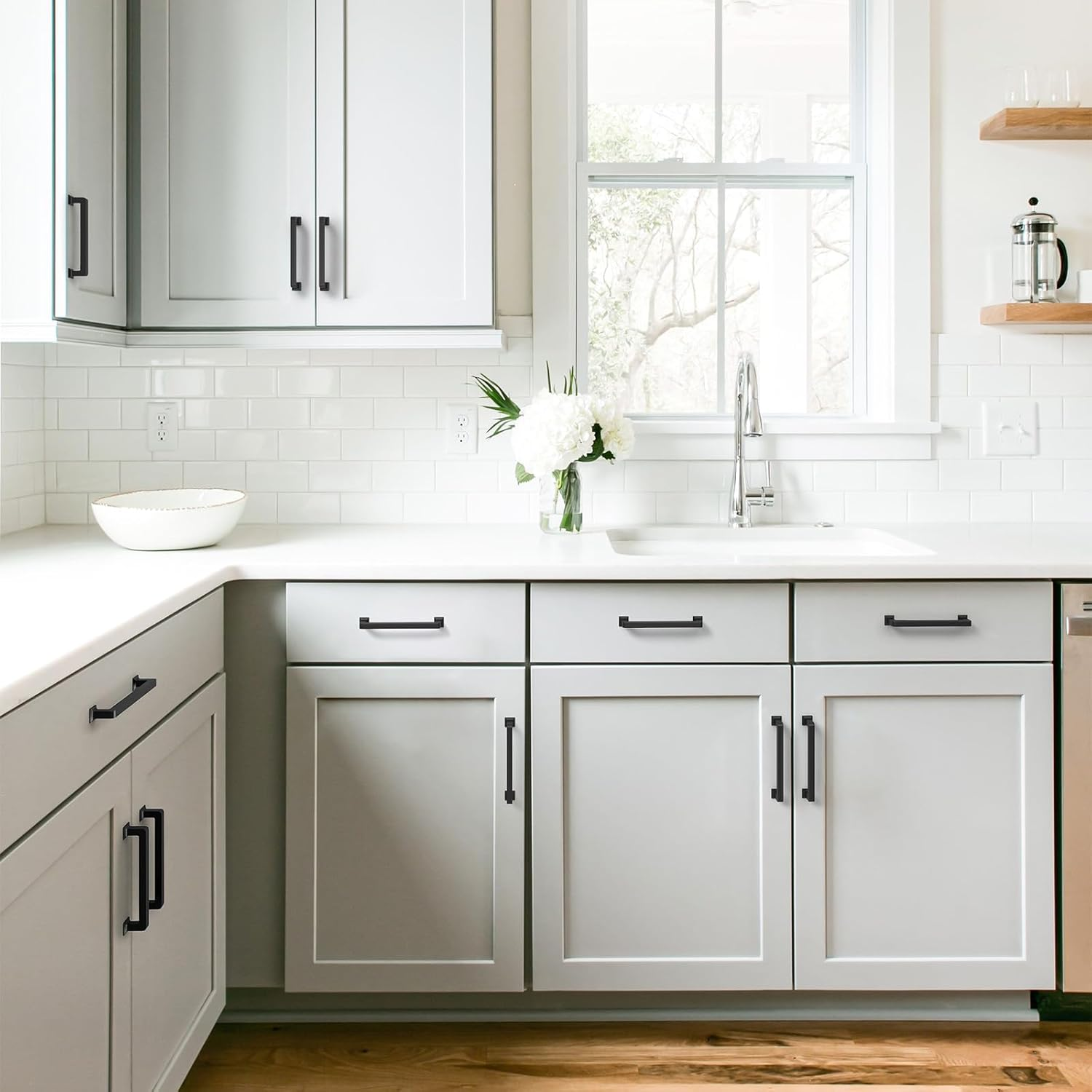 10 Pack Black Cabinet Handles - 5-1/16" Matte Black Zinc Alloy Drawer Pulls