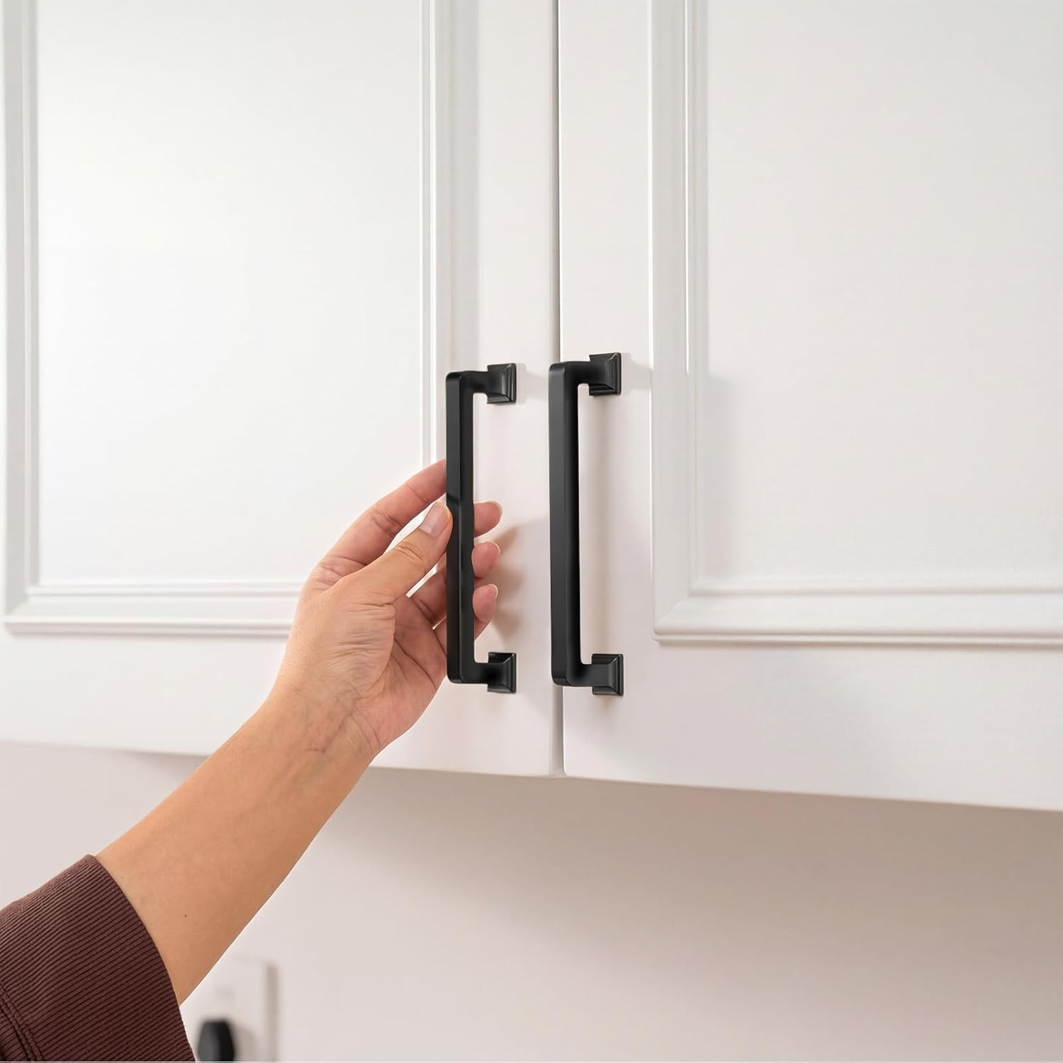 10 Pack Black Cabinet Handles - 5-1/16" Matte Black Zinc Alloy Drawer Pulls