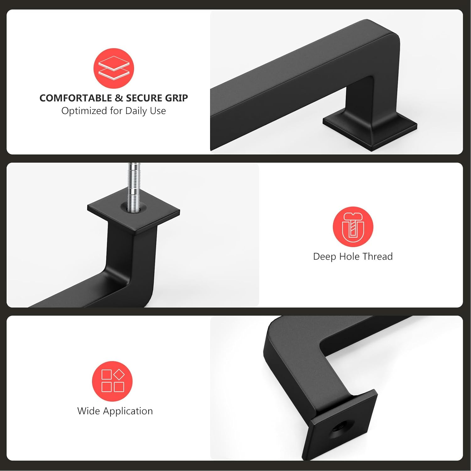 10 Pack Black Cabinet Handles - 5-1/16" Matte Black Zinc Alloy Drawer Pulls