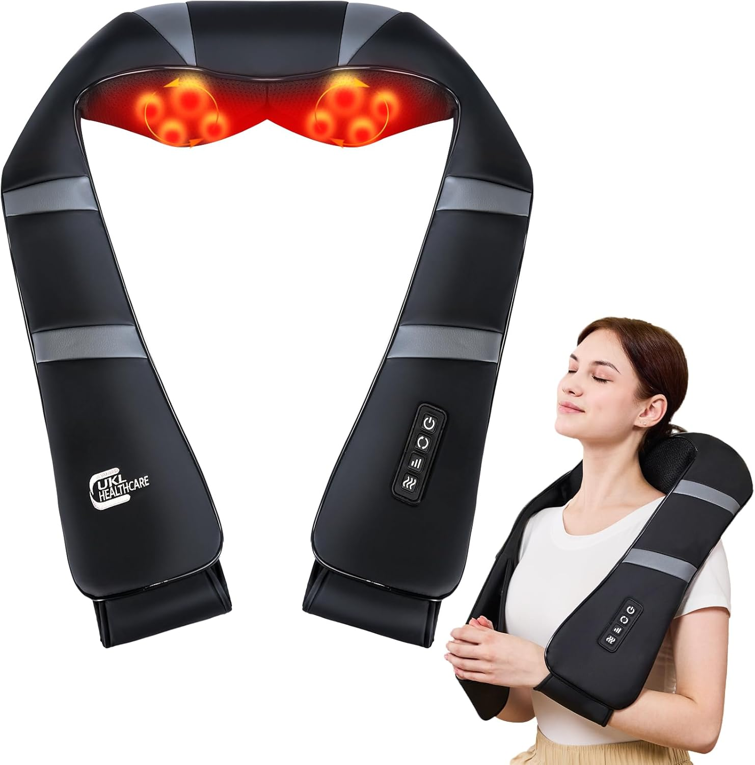 Neck Massager with Heat - Shiatsu Kneading Massage Pillow for Pain Relief Deep Tissue