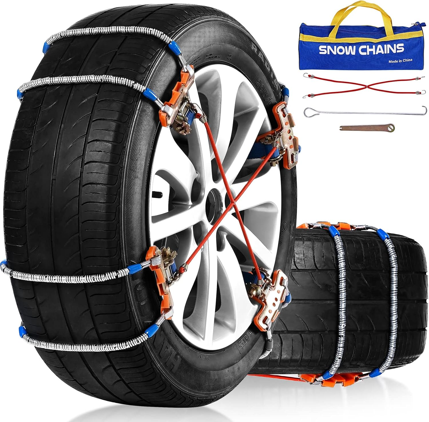 Snow Chains for SUV Car Pickup Trucks - Universal Adjustable Emergency Traction Chains 8PCS (Tire Width 215-265MM)