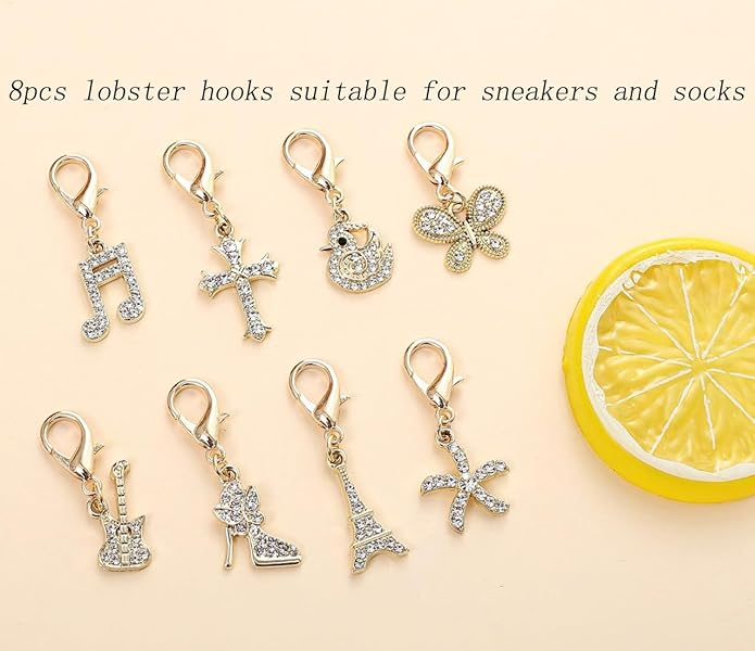 Bling Shoe Charms for Women - Gold Jewelry Shoe Accessories for Girly Sneakers and Socks