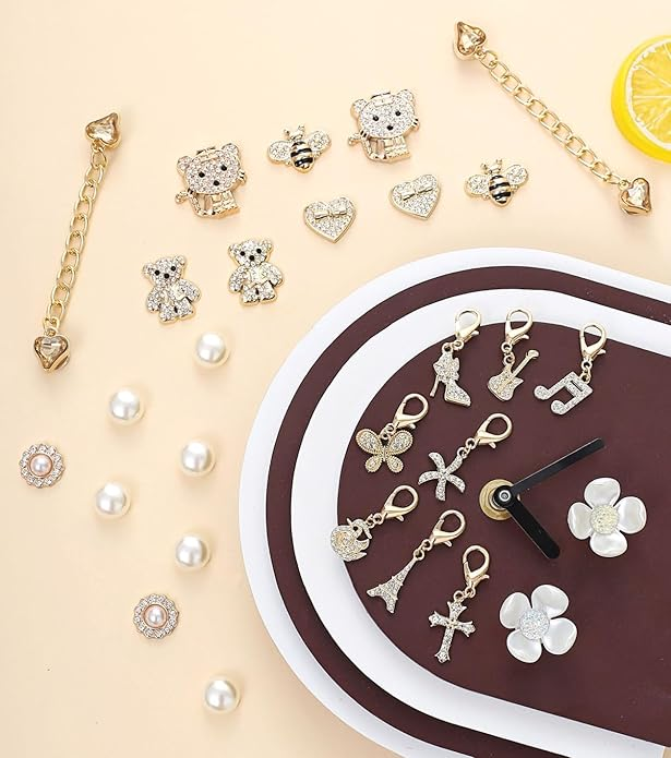 Bling Shoe Charms for Women - Gold Jewelry Shoe Accessories for Girly Sneakers and Socks