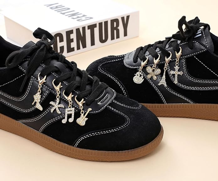 Bling Shoe Charms for Women - Gold Jewelry Shoe Accessories for Girly Sneakers and Socks