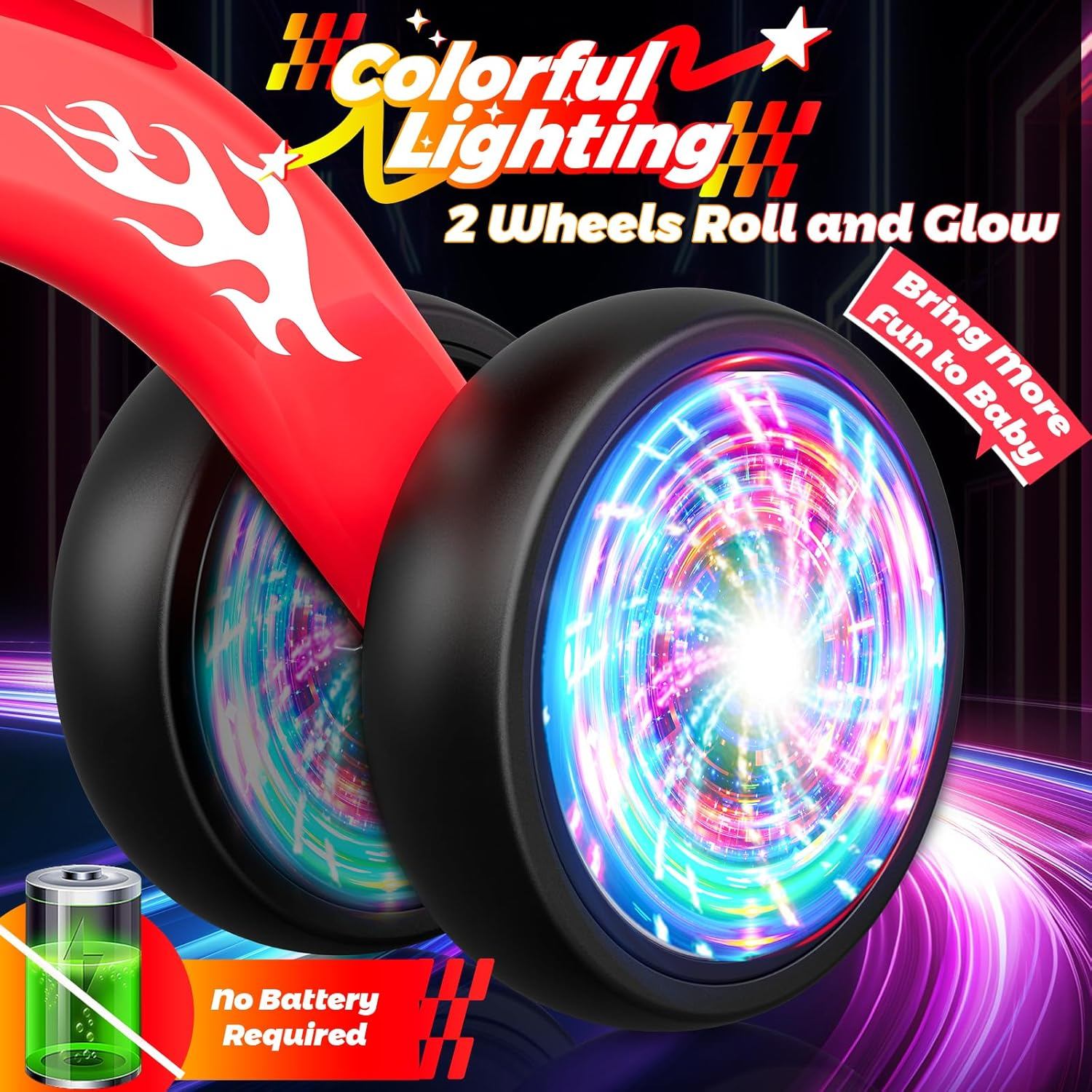 Baby Balance Bike Ride on Toys for 1-2 Year Old - First Birthday Gift with Colorful Lighting Silent Wheels & Basket