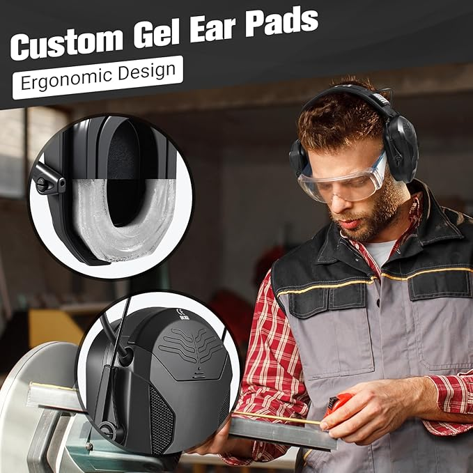 Shooting Ear Protection with Gel Ear Pads - NRR 23dB Active Noise Reduction & 3X Sound Amplification Gun Range Earmuffs