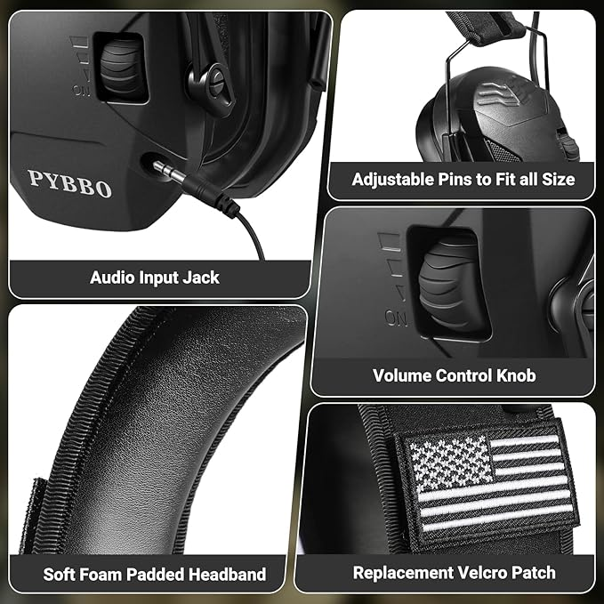 Shooting Ear Protection with Gel Ear Pads - NRR 23dB Active Noise Reduction & 3X Sound Amplification Gun Range Earmuffs